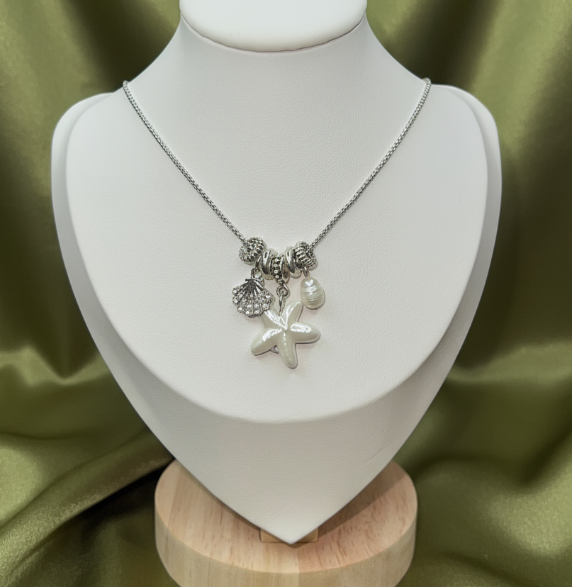 White starfish charm necklace #72