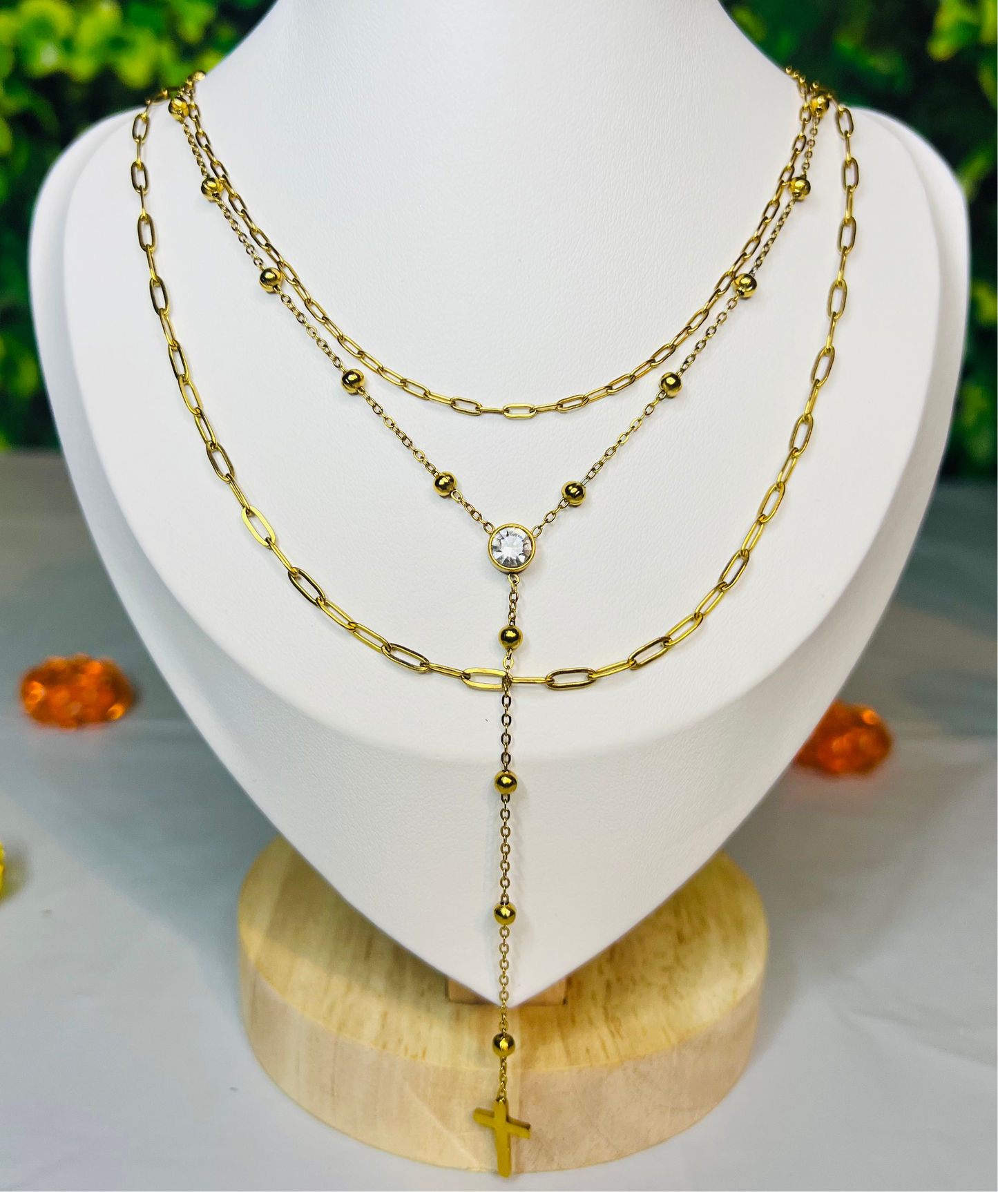 3 layered rosary necklace #40
