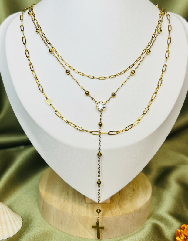 3 layered rosary necklace #40