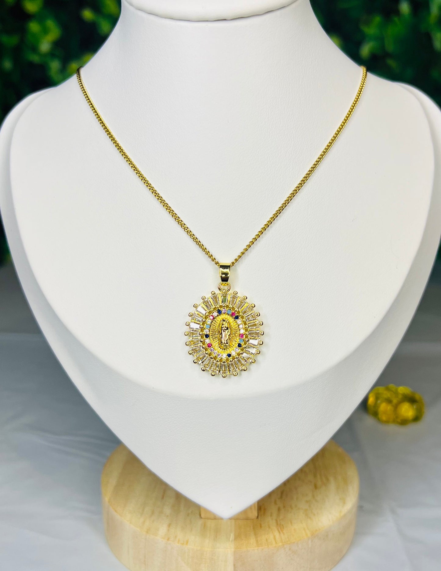 Virgin Mary colorful diamond necklaces 20