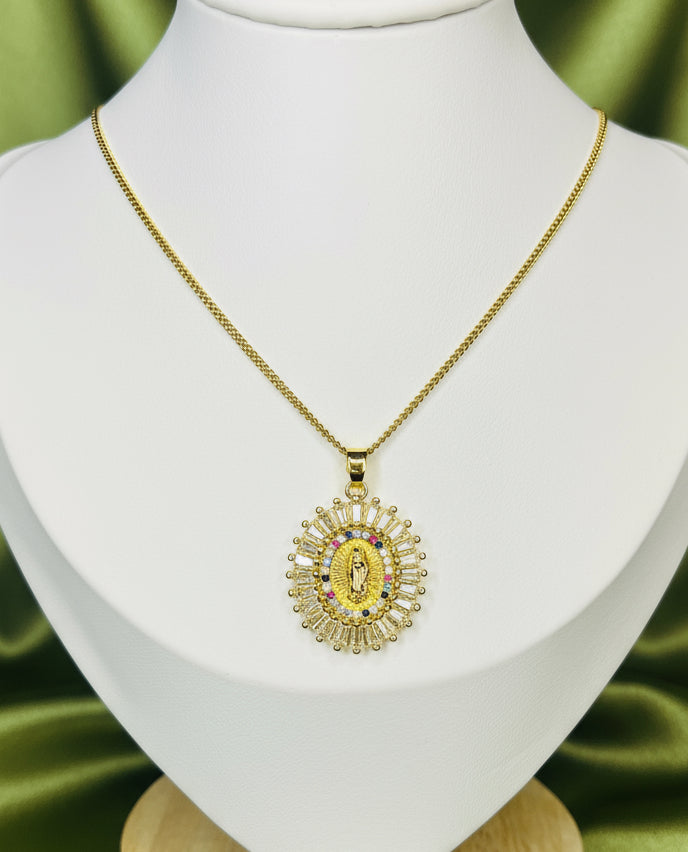 Virgin Mary colorful diamond necklaces #20