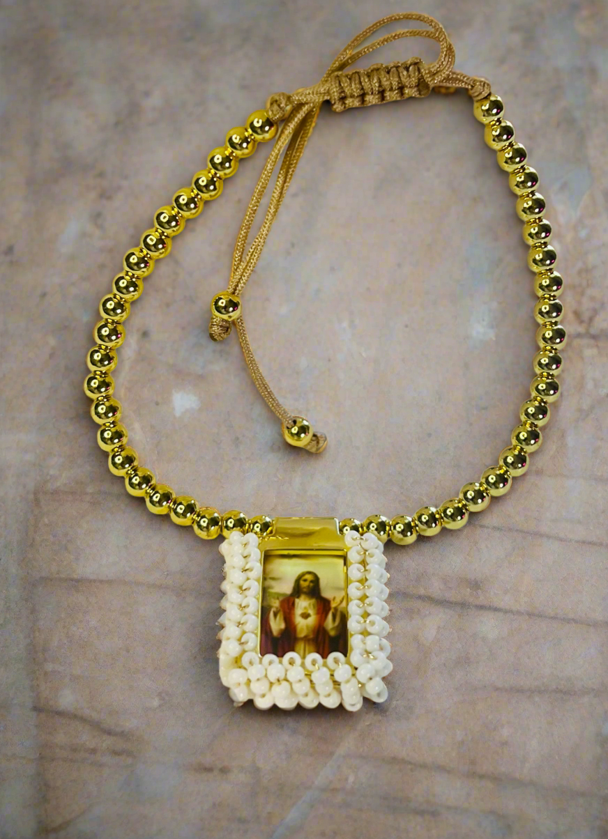 Beaded Sagrado Corazón bracelet (handmade) #29