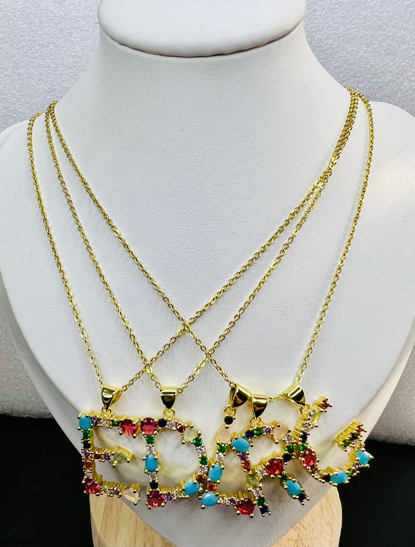 Multicolor cristal letter necklace #44