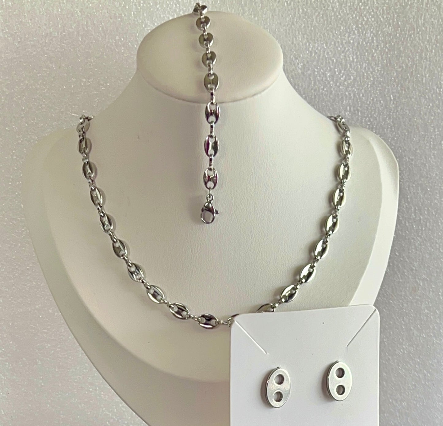 Coffe bean necklace,bracelet,earrings set #35