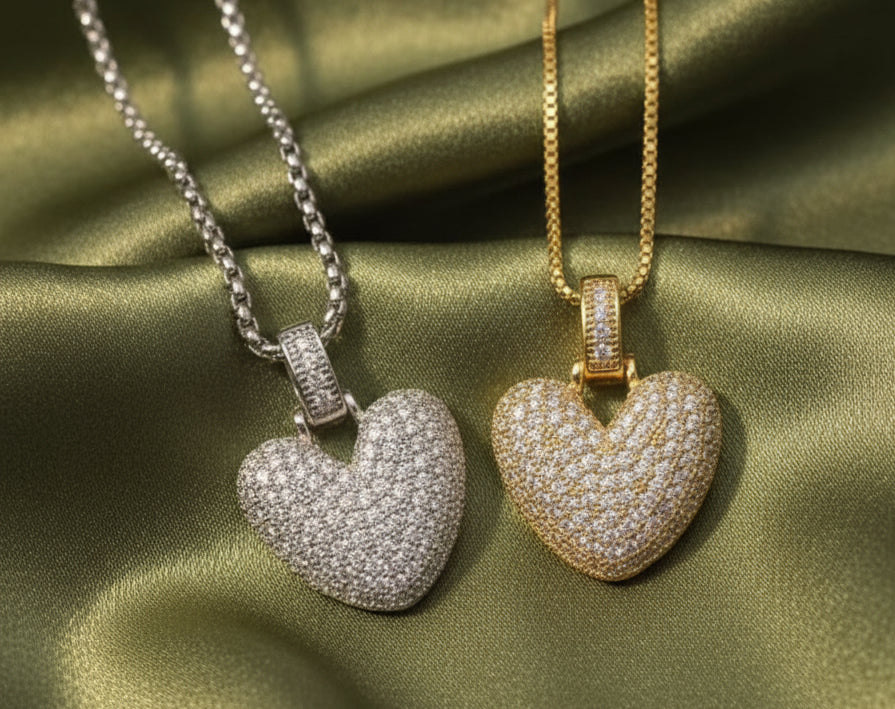 (SILVER) zirconia heart necklace #80