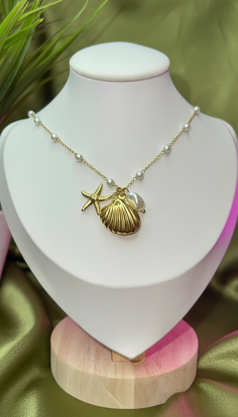 Sea charm,pearl necklace #74