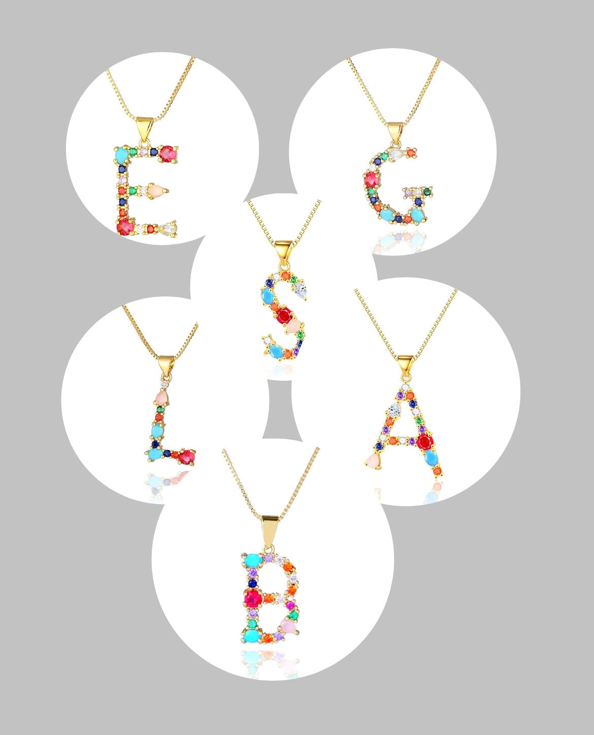 Multicolor cristal letter necklace #44