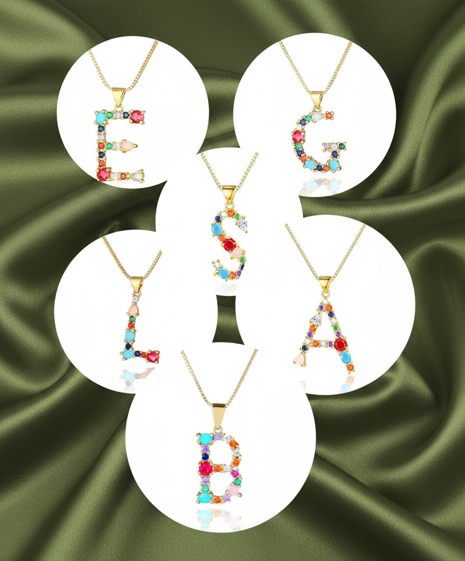 Multicolor cristal letter necklace #44