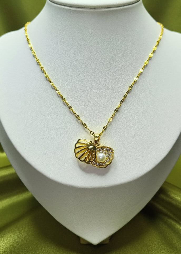 Open oyster pearl necklace #87