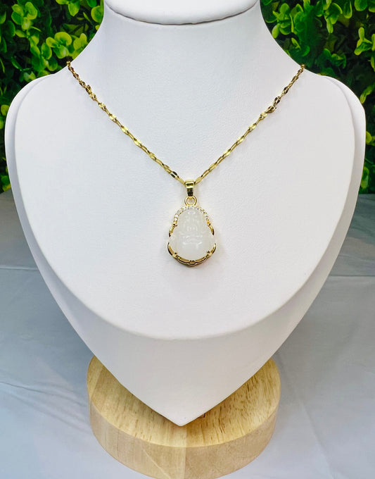 White stone Buda necklace #22