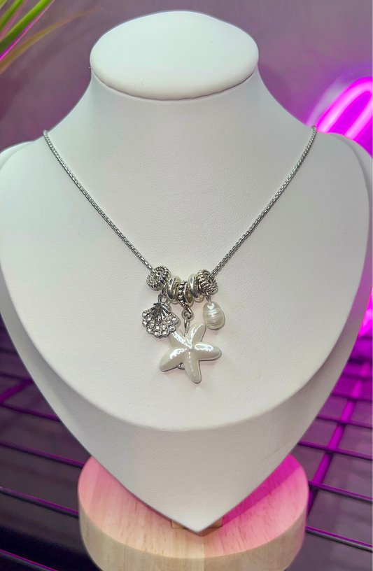 White starfish charm necklace #72