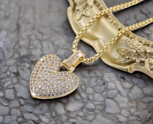 Zirconia gold heart necklace #79