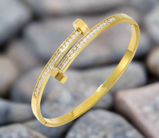 Double nail gold diamond bracelet #62