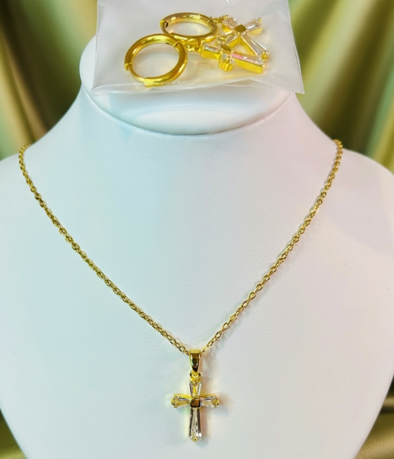 Cross necklace earrings set #30