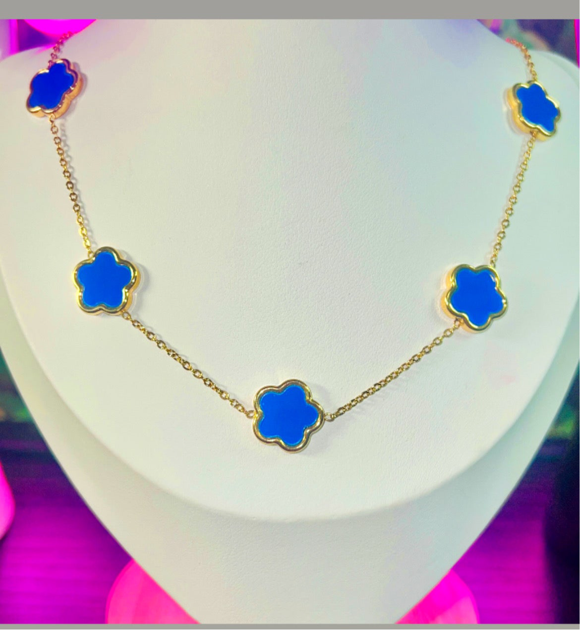 Blue clover necklace #117
