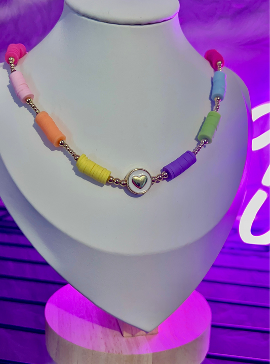 Colorful heart choker necklace #65