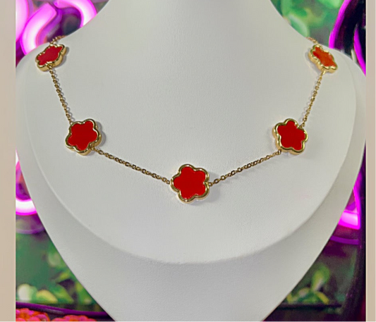 Red clover necklace #108