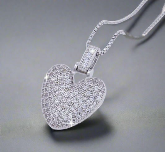 Zirconia silver heart necklace #80
