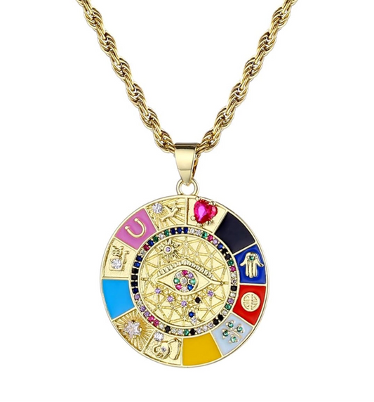 Eye hamsa,evil eye hip hop necklace 2