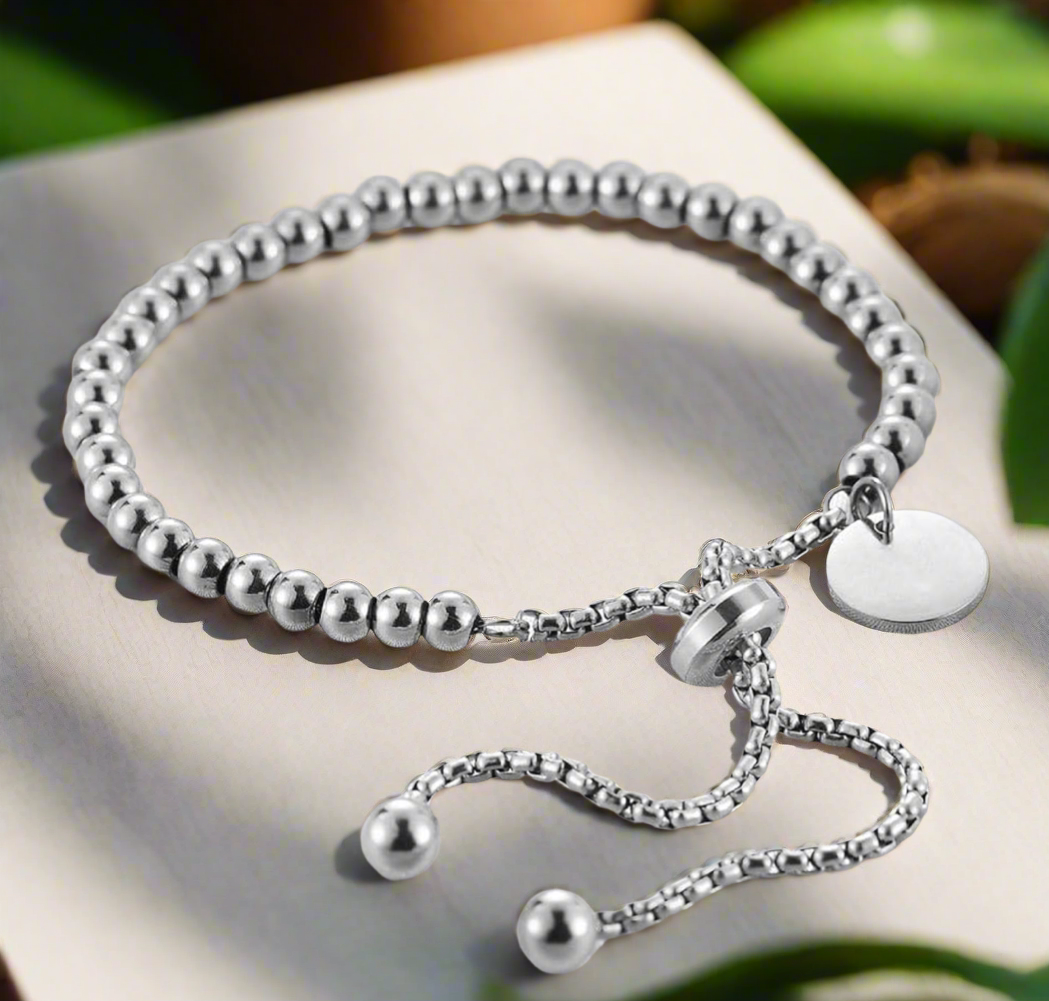 1/Classic Beaded silver bracelet #103
