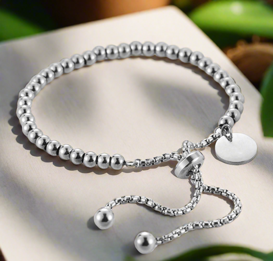1/Classic Beaded silver bracelet #103