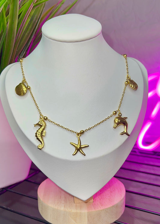 1) Sea-multi charms necklace #75