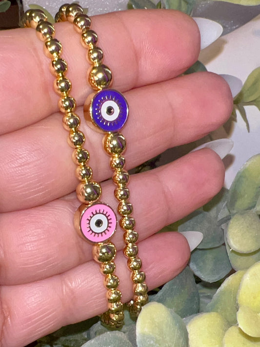 Set of 2 adjustable lucky eye bracelets #41