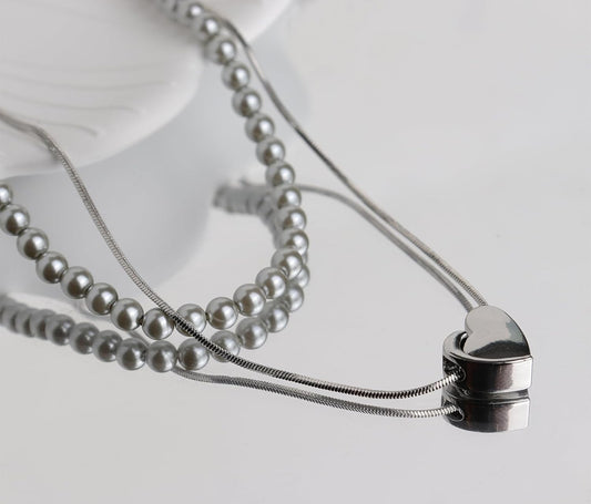 2 layered puzzle heart pendant necklace #53