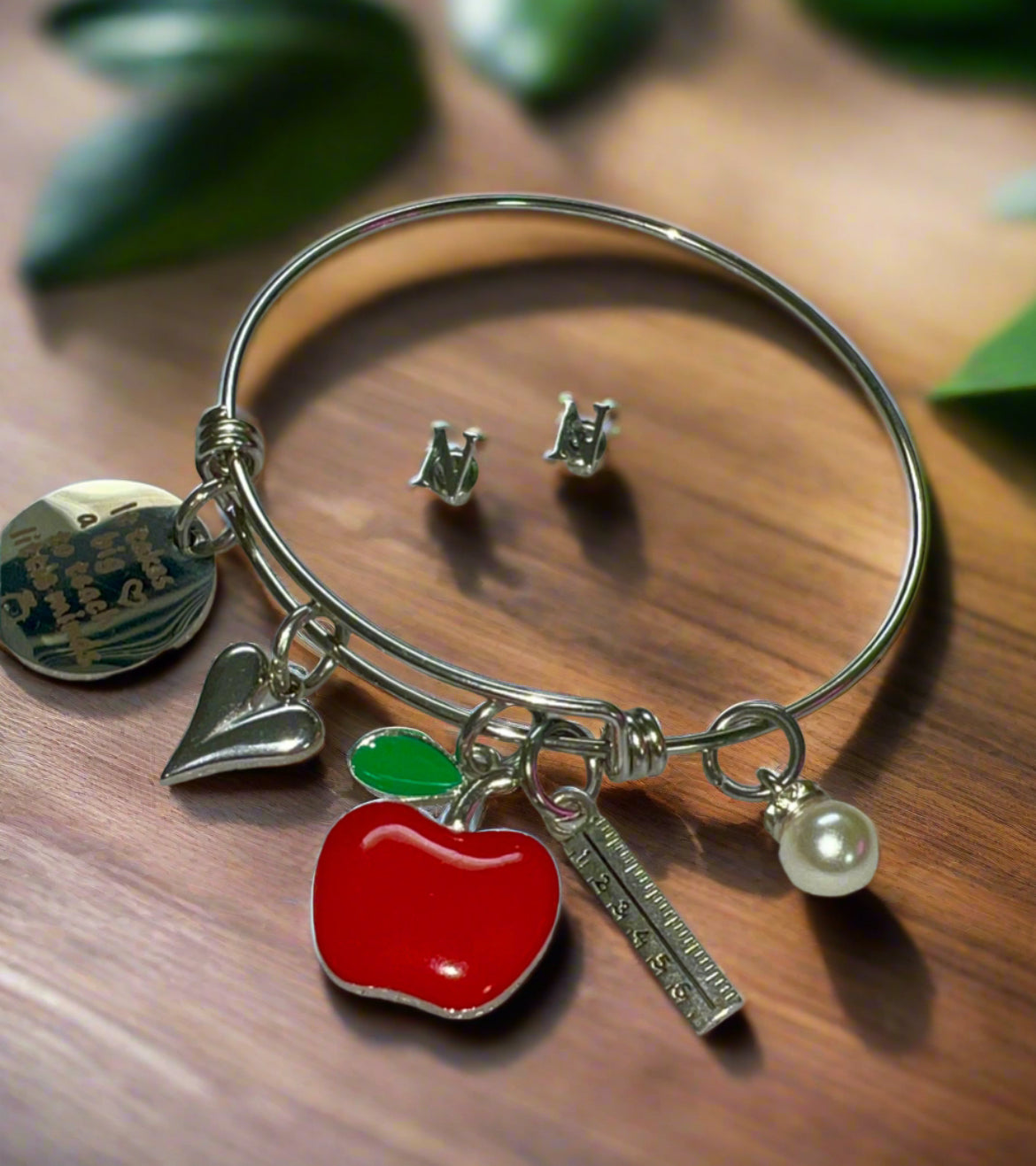 Teachers apple charm bracelet #114
