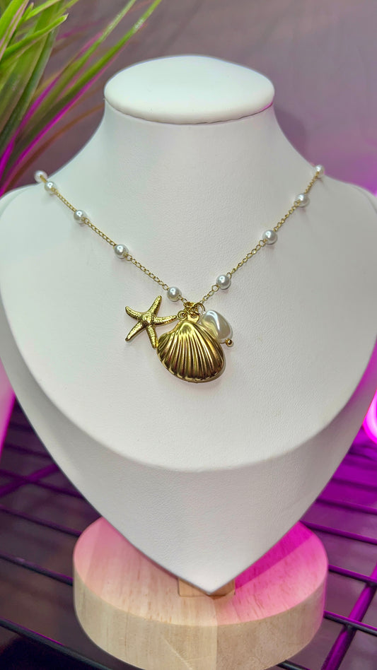 Sea charm,pearl necklace #74